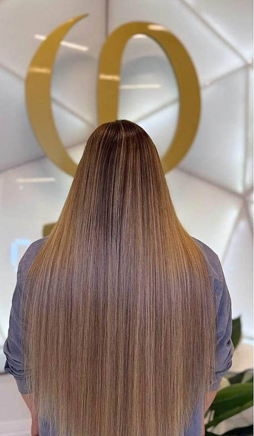 Blonde ombré after extensions at PhiStudio Dubai