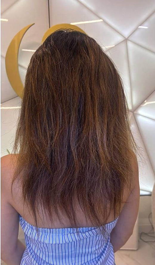 Bronde balayage before extensions at PhiStudio Dubai
