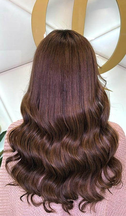 Chestnut, waved after extensions
