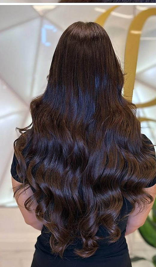 Chocolate volume after extensions at PhiStudio Dubai