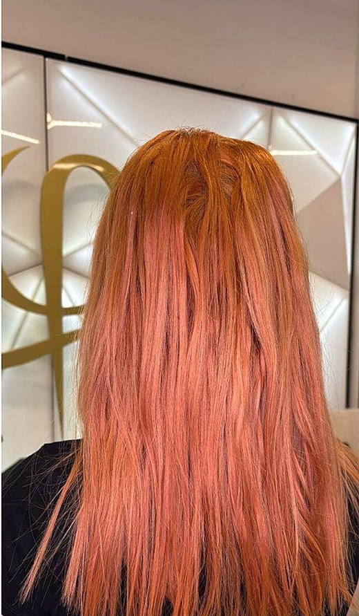 Copper to auburn before extensions at PhiStudio Dubai