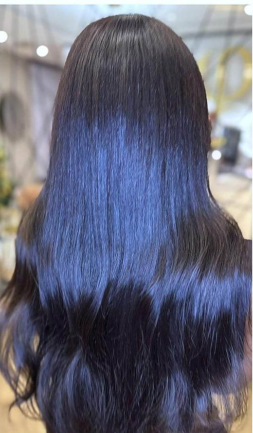 Frizz to glossy after extensions at PhiStudio Dubai
