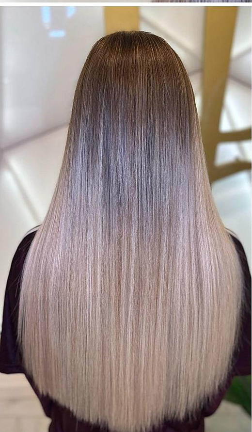 Pearl blonde after extensions at PhiStudio Dubai